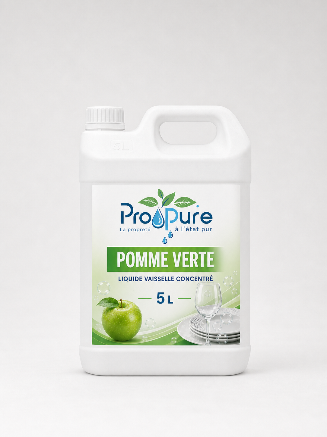 Bidon blanc de liquide vaisselle concentré Pro Pure Pomme Verte 5 L